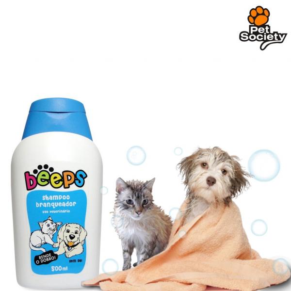 Shampoo Beeps Branqueador 500ml Sem Sal Pet Society - Pet Society