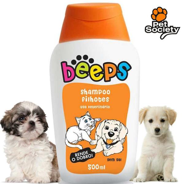 Shampoo Beeps Filhotes 500ml Sem Sal Pet Society - Pet Society