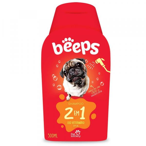 Shampoo Beeps Pet Society Pelos Curtos 2 em 1 500ml