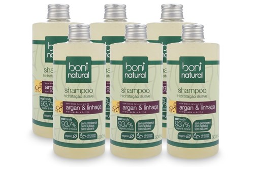 Shampoo Boni Natural Vegano, Sem Sulfato (Low Pow), Argan e Linhaça 50...