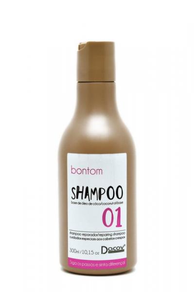 Shampoo Bontom Óleo de Coco 300 ML Cabelos Crespos Ondulados Cacheados - Dacov Cosméticos