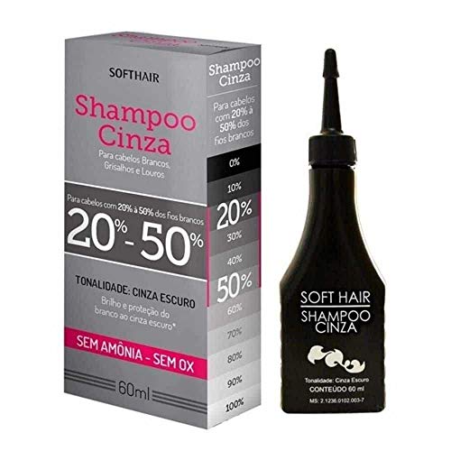 Shampoo Cinza Soft Hair 20% a 50% Fios Brancos 60ml Kit C/5