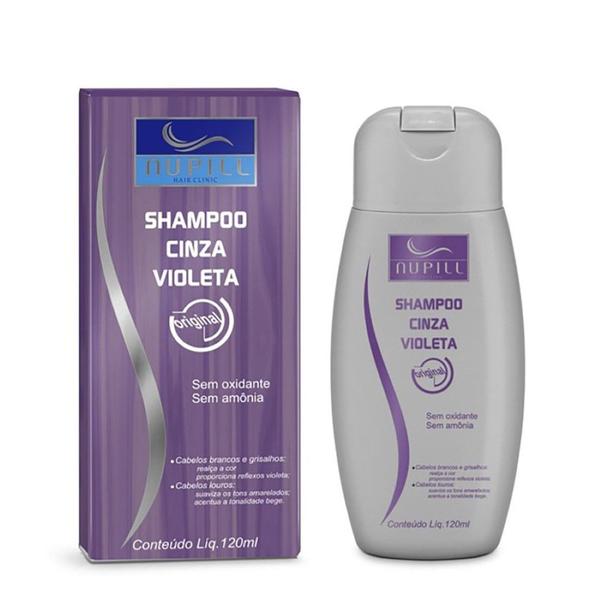 Shampoo Cinza Violeta Cabelos Brancos Grisalhos e Louros 120ml - Nupill
