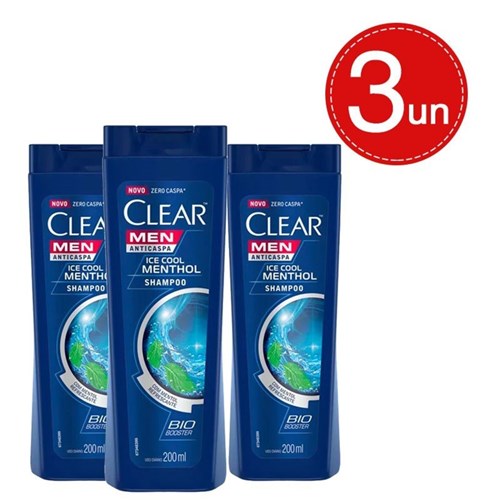 Shampoo Clear Anticaspa Ice Cool Menthol 200Ml Leve 3 Pague 2