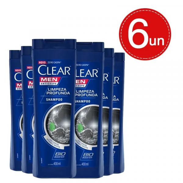 Shampoo Clear Anticaspa Limpeza Profunda 400ml - 6 Unidades