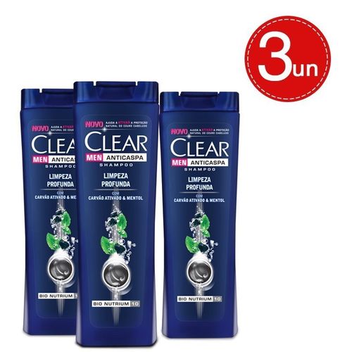 Shampoo Clear Anticaspa Limpeza Profunda 400ml 3 Unidades