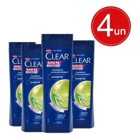 Shampoo Clear Men Anticaspa Controle e Alívio da Coceira 400Ml Leve 4 Pague 2