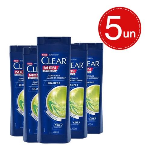 Shampoo Clear Men Anticaspa Controle e Alívio da Coceira 400Ml Leve 5 Pague 3