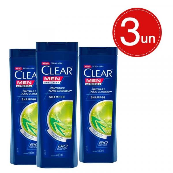 Shampoo Clear Men Anticaspa Controle e Alívio da Coceira 400Ml Leve 3 Pague 2