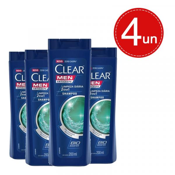 Shampoo Clear Men Anticaspa Limpeza Diária 2 em 1 200ml Leve 4 Pague 2