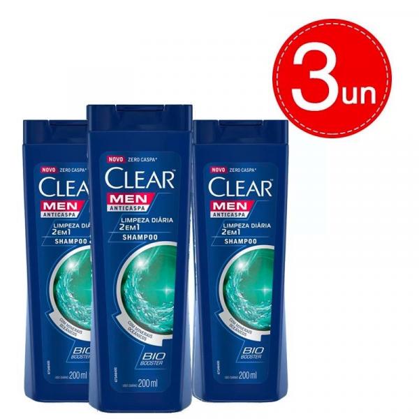 Shampoo Clear Men Anticaspa Limpeza Diária 2 em 1 200ml Leve 3 Pague 2