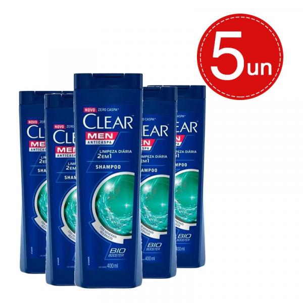 Shampoo Clear Men Anticaspa Limpeza Diária 2 em 1 400ml Leve 5 Pague 3