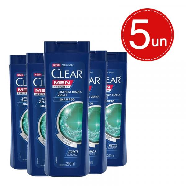 Shampoo Clear Men Anticaspa Limpeza Diária 2 em 1 Leve 5 Pague 3 - 200ml