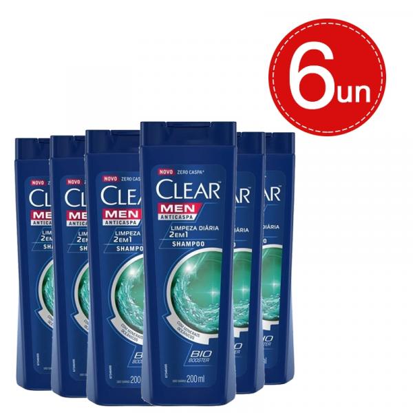 Shampoo Clear Men Anticaspa Limpeza Diária 2 em 1 Leve 6 Pague 3 - 200ml