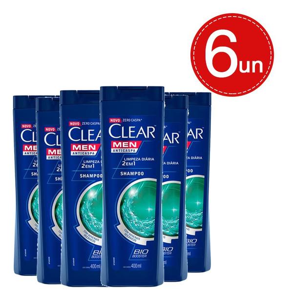 Shampoo Clear Men Anticaspa Limpeza Diária 2 em 1 Leve 6 Pague 3 - 400ml