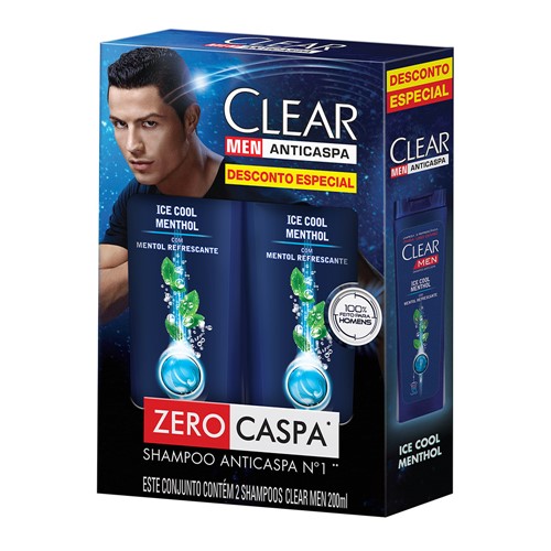Shampoo Clear Men Ice Cool Menthol Preço Especial com 2 Unidades de 200ml Cada