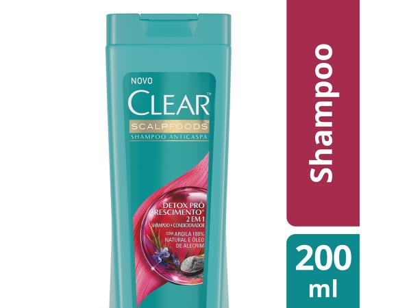 Shampoo Clear Scalpfoods Detox Pró Crescimento - 2 em 1 200ml