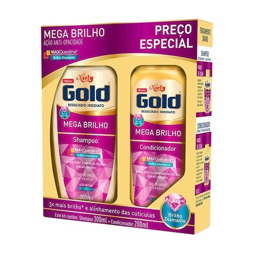 Shampoo + Condicionado Niely Gold Mega Brilho com 300ml+200ml Preço Especial