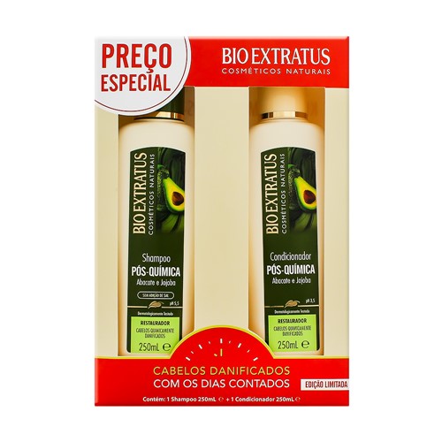 Shampoo + Condicionador Bio Extratus Pós Química 250ml Cada Preço Especial