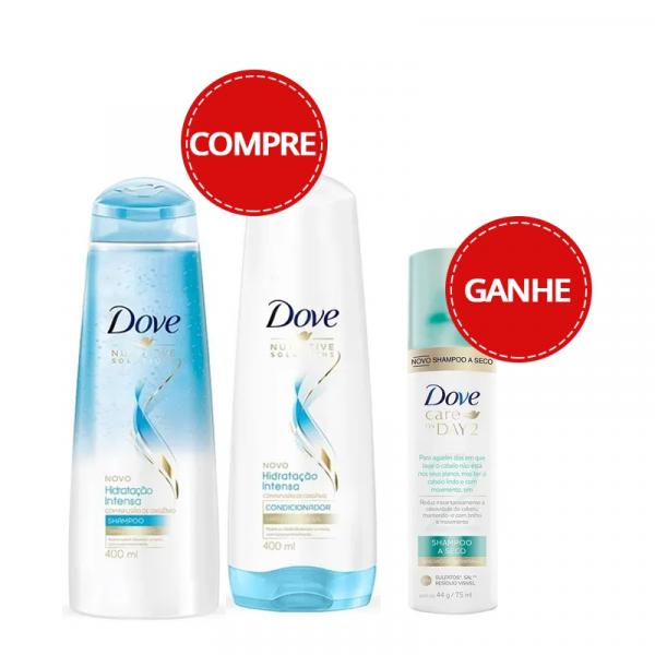 Shampoo + Condicionador Dove Hidratação Intensa Oxigênio Ganhe Shampoo a Seco Dove Care On Day 2