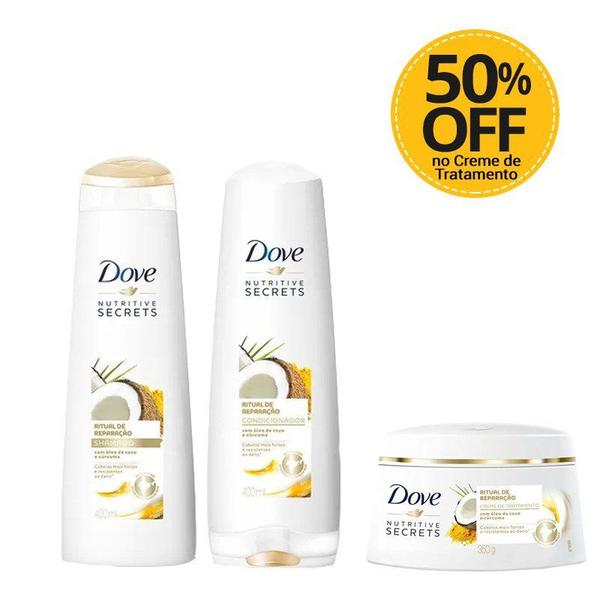 Shampoo + Condicionador Ganhe 50 Off Creme de Tratamento Dove Ritual de Reparação 350g