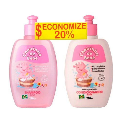 Shampoo + Condicionador Infantil Cheirinho de Bebê 210ml Cada