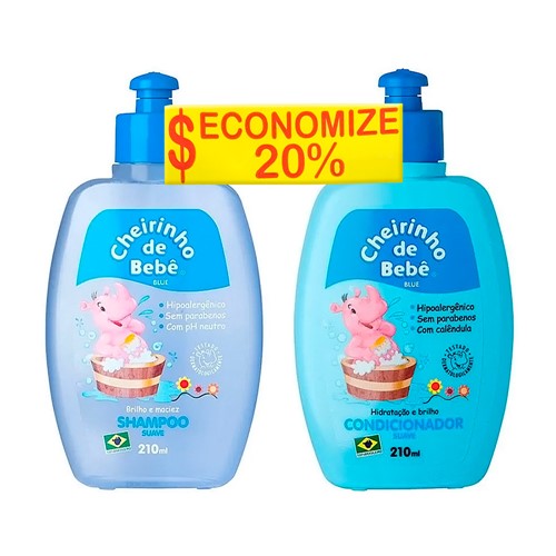 Shampoo + Condicionador Infantil Cheirinho de Bebê Blue 210ml Cada