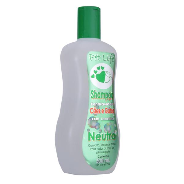 Shampoo Condicionador para Cães e Gatos com Lanolina Neutro Pet Life - 500 ML