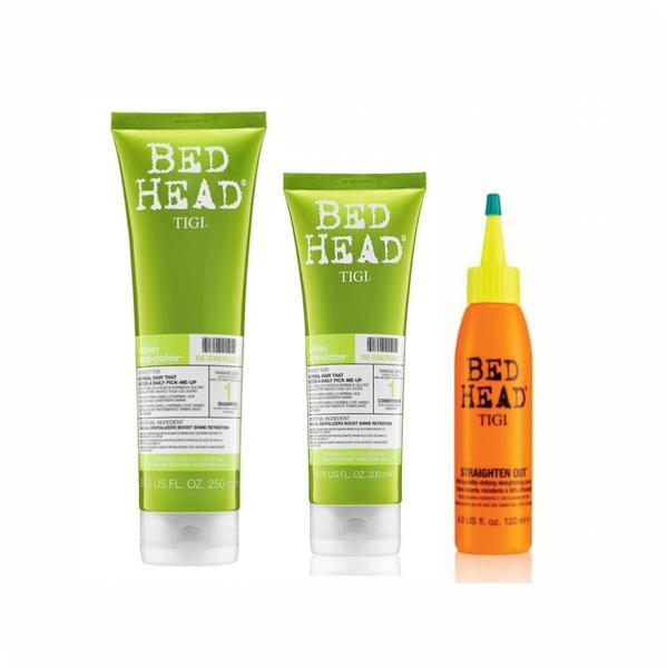 Shampoo Condicionador Tigi Bed Head Urban Antidotes Reenergize e Creme Tigi Bed Head Straighten Out