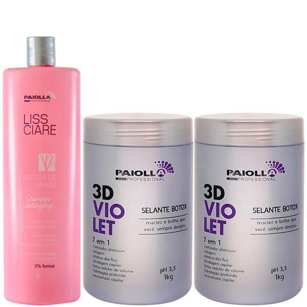Shampoo de Bambú Dois Selantes Btx 3D Violet 7 em 1 Paiolla