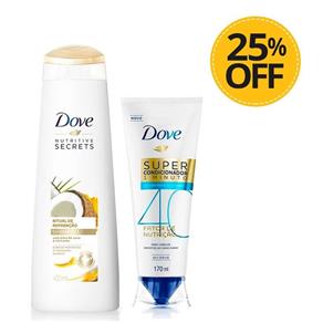 Shampoo Dove Ritual de Reparação + Super Condicionador Fator 40 com 25% Off