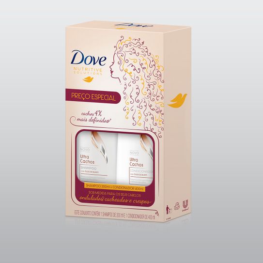 Shampoo Dove Ultra Cachos 200ml + Condicionador Dove Ultra Cachos 400ml Preço Especial