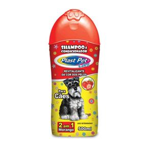 Shampoo e Cond. Plast Pet Care 2 em 1 Morango 500Ml