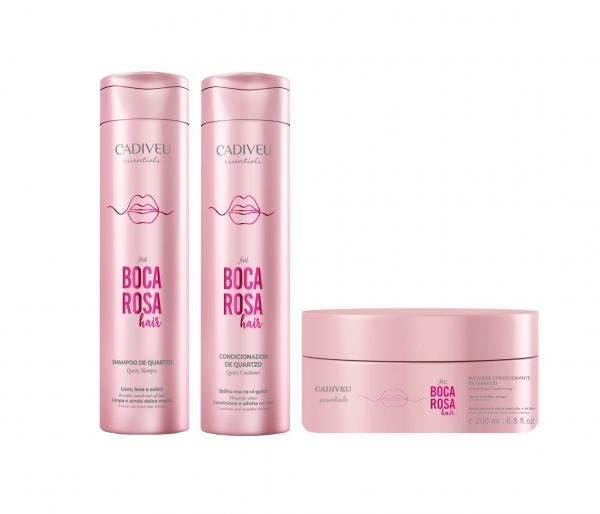 Shampoo E Condicionador 250ml + Máscara Condicionante 200ml De Quartzo Boca Rosa Hair Cadiveu Essentials - C/3 Itens