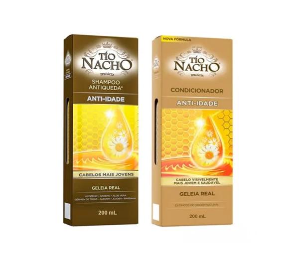 Shampoo e Condicionador Antiqueda Geleia Real Anti-Idade 200ml Tio Nacho C/2