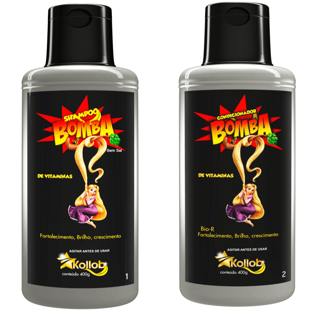 Shampoo e Condicionador Bomba de Vitaminas Kollob - Crescimento Capilar 4 a 8cm por Mês ⭐⭐⭐⭐⭐
