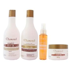 Shampoo e Condicionador e Máscara e Óleo para Cabelos Kit Profissional Ojon Oil