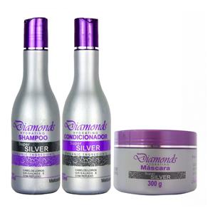 Shampoo e Condicionador e Máscara para Cabelos 250 Ml Kit Profissional Super Silver