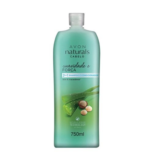 Shampoo e Condicionador 2 em 1 Naturals Cabelo Suavidade e Força 750 Ml
