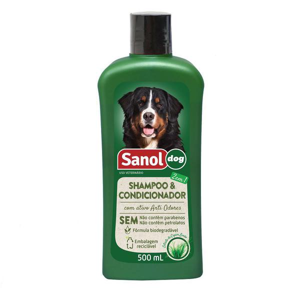 Shampoo e Condicionador 2 em 1 Sanol Dog para Cães, Equinos e Bovinos (500 Ml) - Total Química - Sanol - Total Química