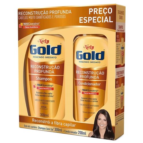 Shampoo e Condicionador Niely Gold Reconstrucao Profunda