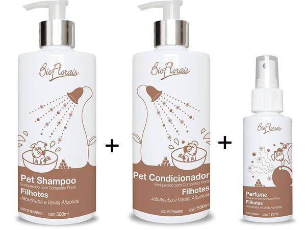 Shampoo e Condicionador + Perfume para Cachorro Filhote Bio Florais - Bioflorais