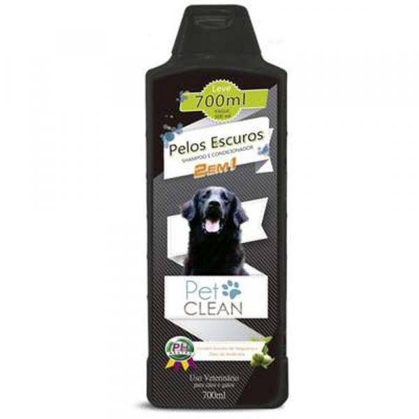 Shampoo e Condicionador Pet Clean 2 em 1 Pelos Escuros - 700ml