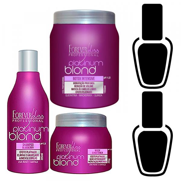 Shampoo e Máscara e Botox Platinum Blond e 02 Esmaltes - Forever Liss