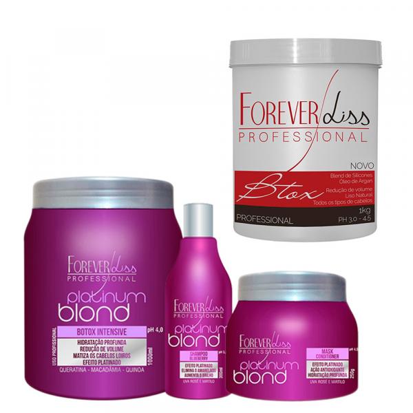 Shampoo e Máscara e Bottox Platinum Blond e Bottox Capilar Argan Oil 1Kg - Forever Liss