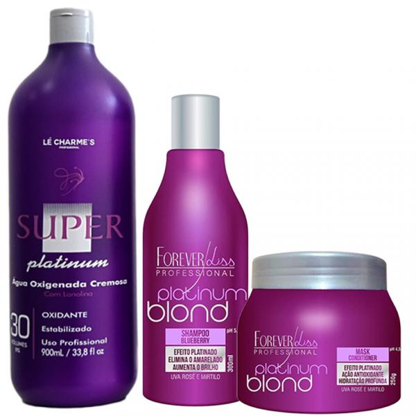Shampoo e Máscara Platinum Blond e Água Oxigenada OX Vol 30 - Forever Liss