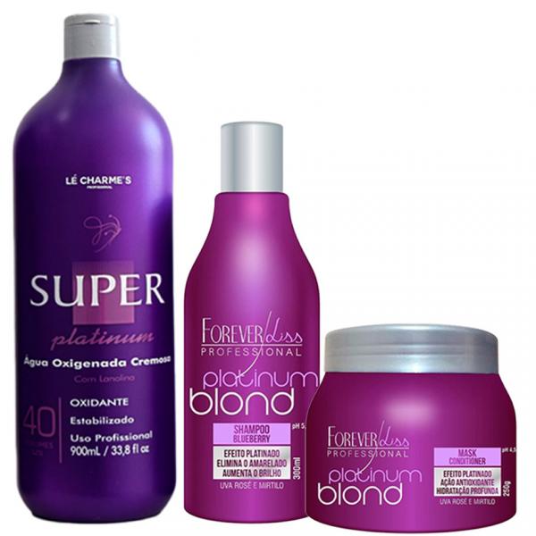 Shampoo e Máscara Platinum Blond e Água Oxigenada OX Vol 40 - Forever Liss