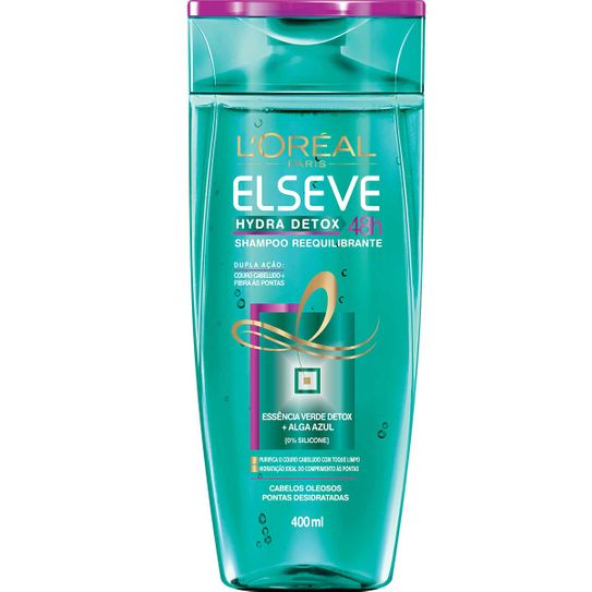 Shampoo Elseve Hydra Detox 48h Cabelos Oleosos Pontas Desitratadas 400ml