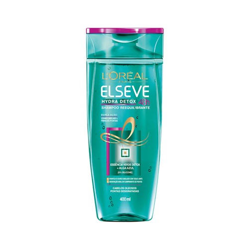 Shampoo Elseve Hydra Detox com Essência Verde Detox e Alga Azul 400Ml