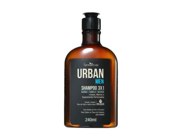 Shampoo Farmaervas Urban Men 3x1 Barba Cabelo Bigode 240ml